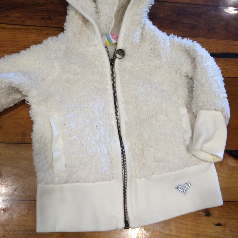 Roxy white fleece jacket 6-9 months